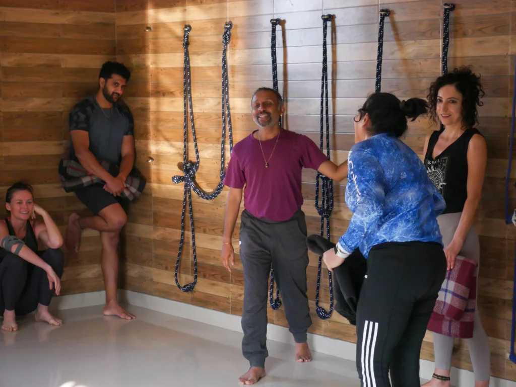 Parveen Nair teaching at the rope wall during a training